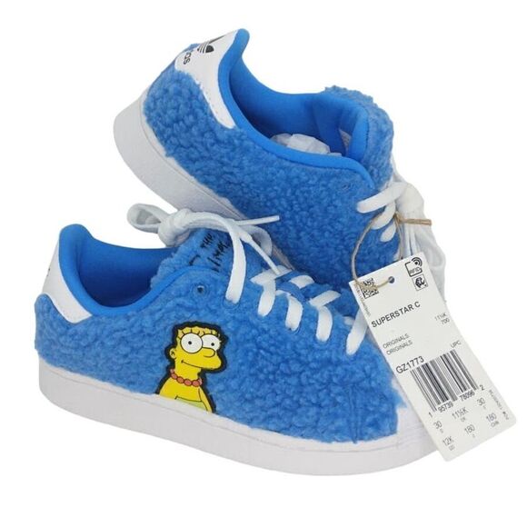 Adidas The Simpsons Marge Superstar Kids NEW Blue w/Graphics Sneakers - sz. 12K - Picture 1 of 7